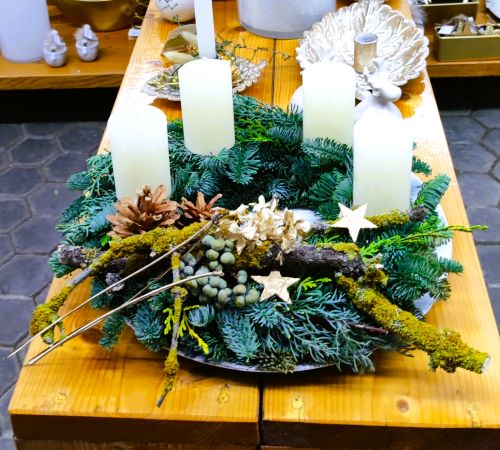 Adventskranz mit 4 Kerzen, weiß